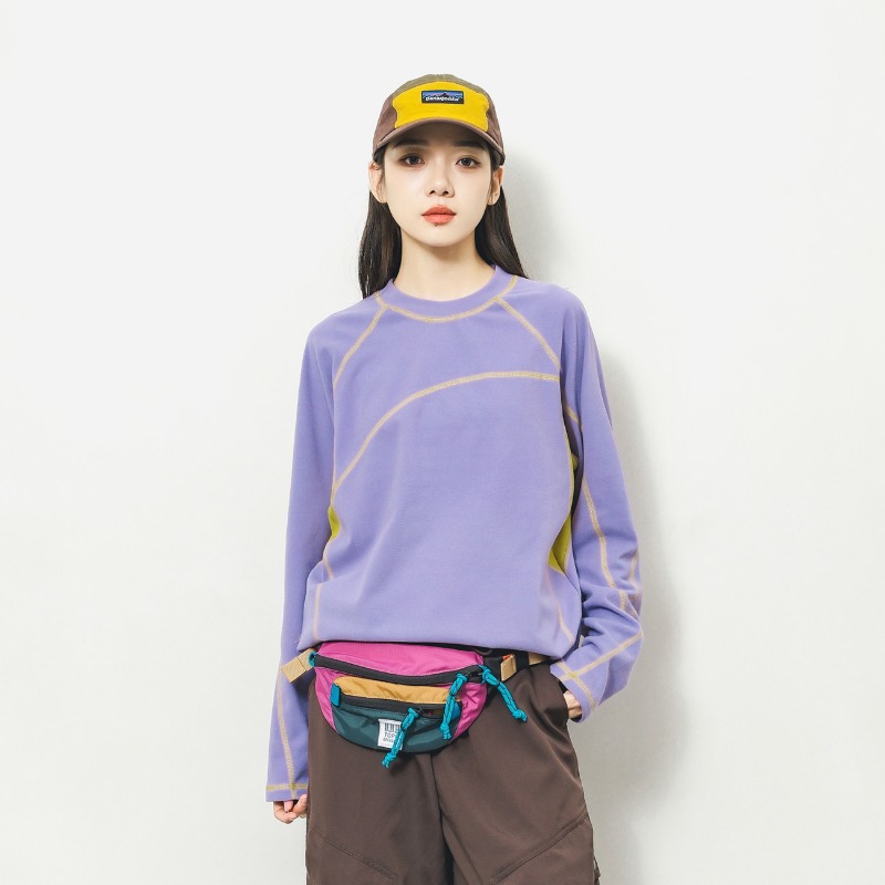 Cycling - เสื้อยืดแขนยาวสีสันตัดกันสำหรับกิจกรรมกลางแจ้ง ยูนิเซ็กส์ ผ้ายืด ใส่เป็นเสื้อชั้นในสำหรับเดินป่า ปั่นจักรยาน เดินเขา