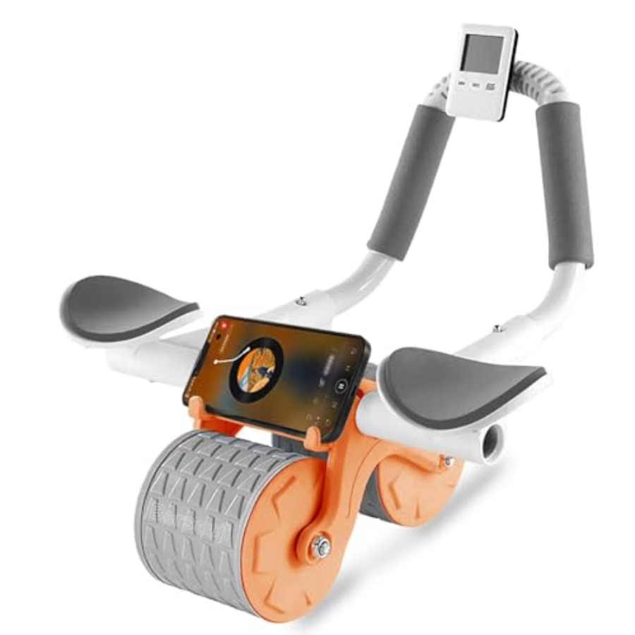 Ab Roller Wheel With Elbow Support - ล้อบริหารหน้าท้องรุ่นปรับปรุงปี 2026 พร้อมแผ่นรองเข่าและตัวตั้งเวลา - ล้อบริหารหน้าท้องแบบเด้งกลับอัตโนมัติพร้อมที่รองข้อศอก อุปกรณ์ออกกำลังกายกล้ามเนื้อหน้าท้อง