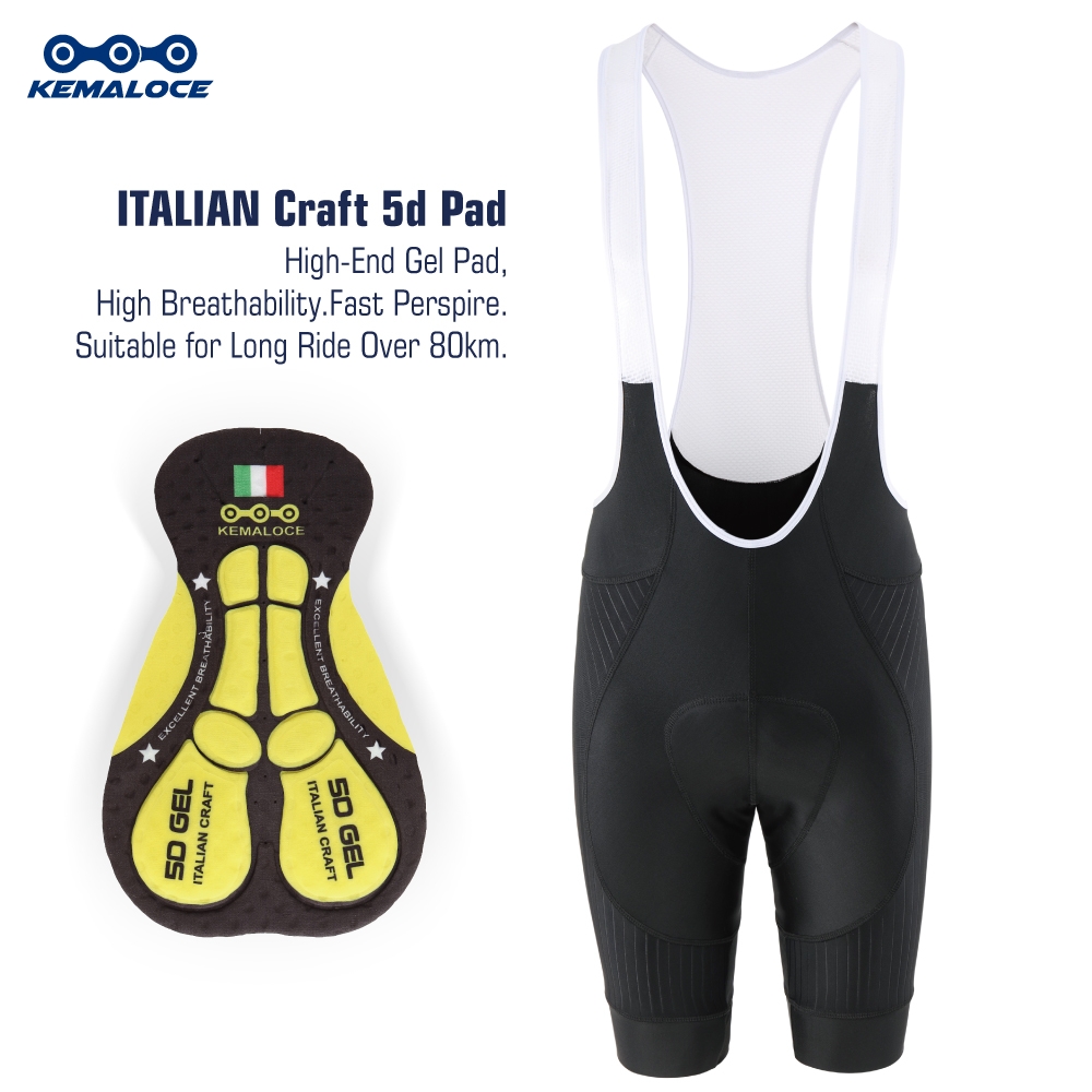 Padded Cycling Shorts 5D Gel - กางเกงปั่นจักรยานชาย KEMALOCE สีดำล้วน แบบมีแผ่นเจล 5 มิติ
