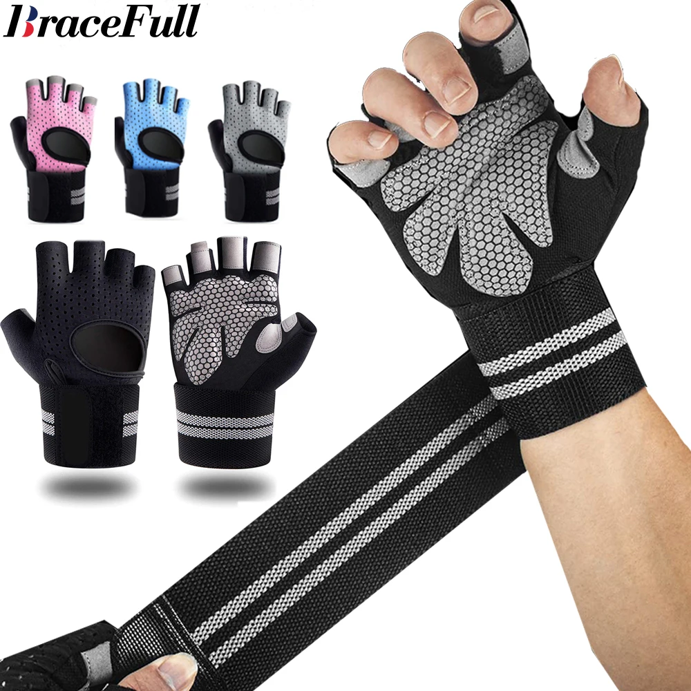 Wrist Wraps Weightlifting Support - 1 คู่ Half Finger GYM Fitness