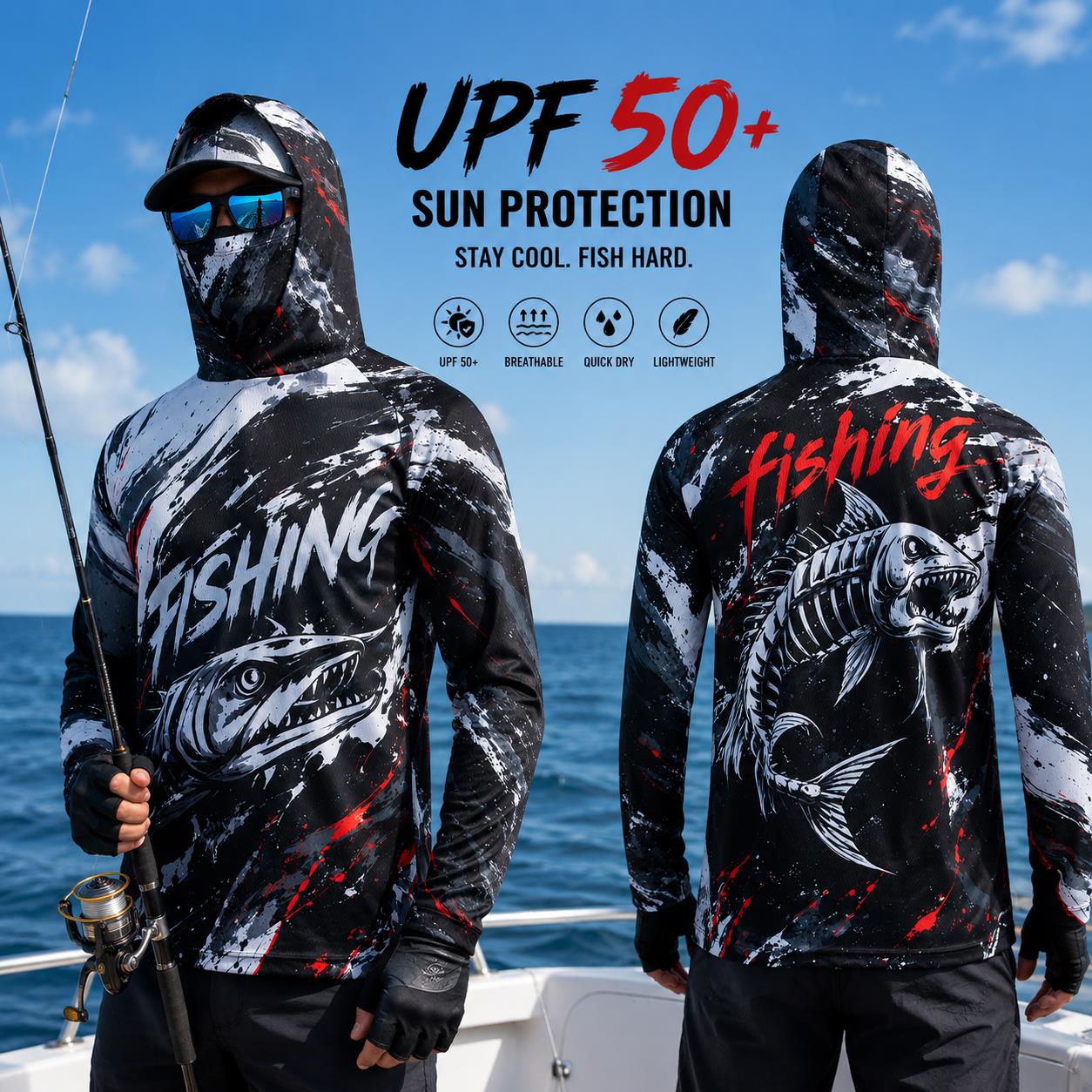 เสื้อฮู้ดตกปลาผู้ชายแห้งเร็ว ร - Fishing บทวิจารณ์และราคา